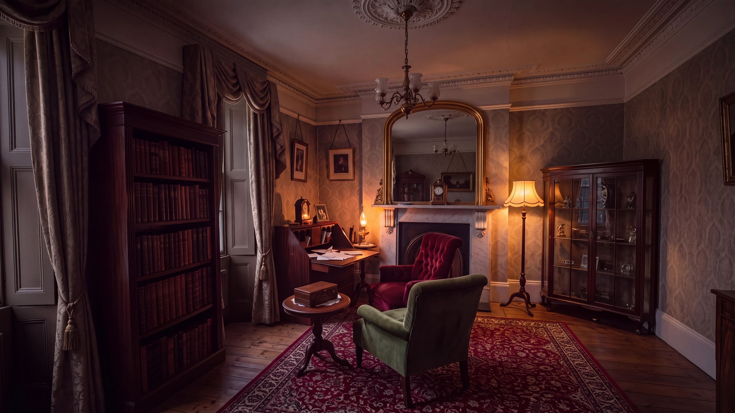 The lamplit drawing room at InkSmudge
